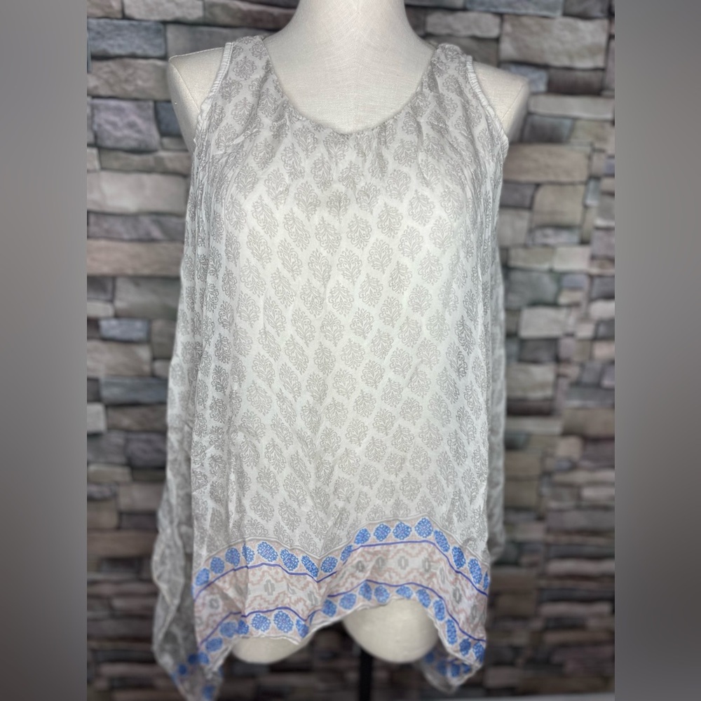 Angela Made in Italy boho tank top with 100% silk lining